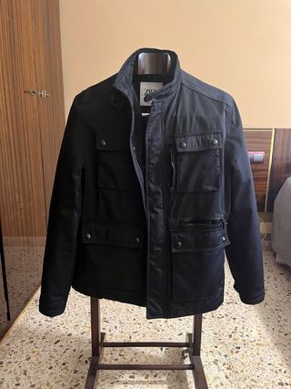 Chaqueta Zara Negra Impermeable
