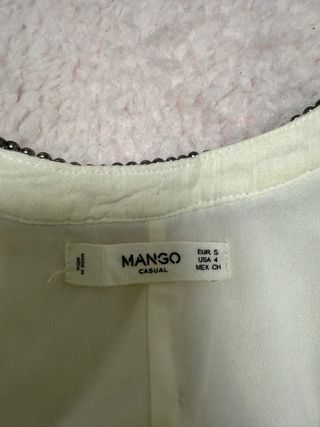 Vestido blanco Mango con detalles plateados