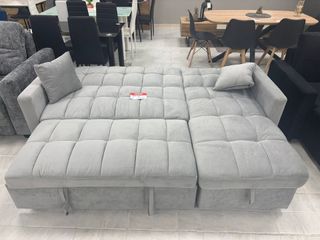 SOFA CHAISELONGUE CON CAMA GRIS