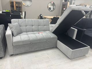 SOFA CHAISELONGUE CON CAMA GRIS