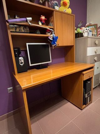 Escritorio de madera y plástico