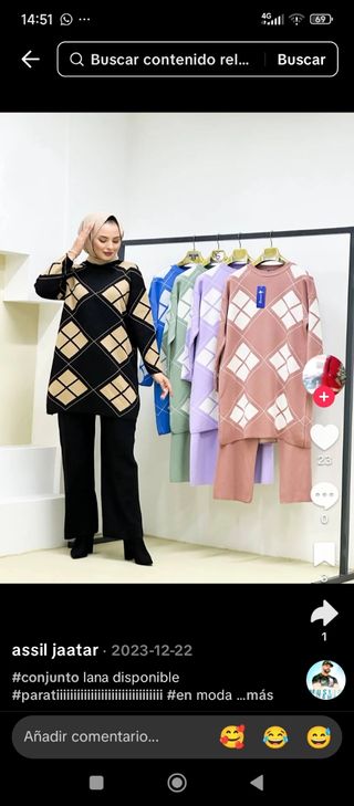 Conjunto lana argyle talla única