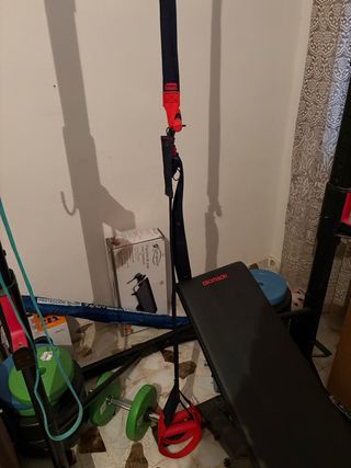 Rack + Banco Reclinable + Discos 110kg + TRX