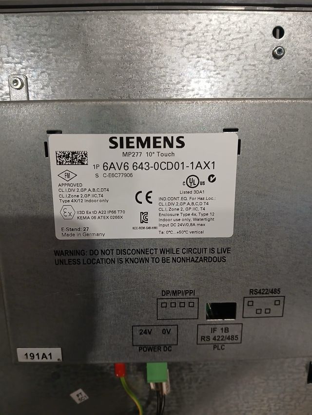 Siemens MP277 10” Touch Screen