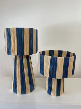 Lámparas de rafia (beige y azul)