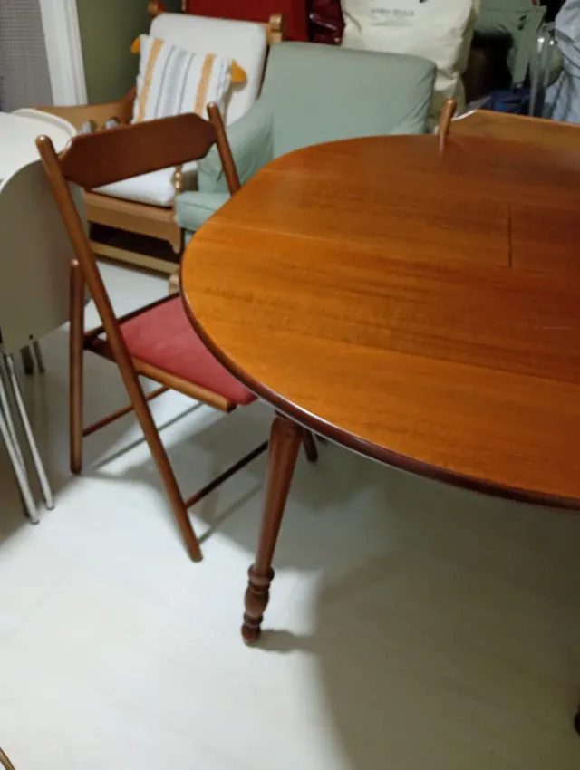 Juego de 4 Sillas Plegables Madera y Tela