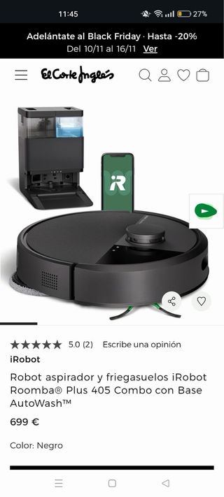 Roomba Plus 405 Combo Robot + AutoWash Dock