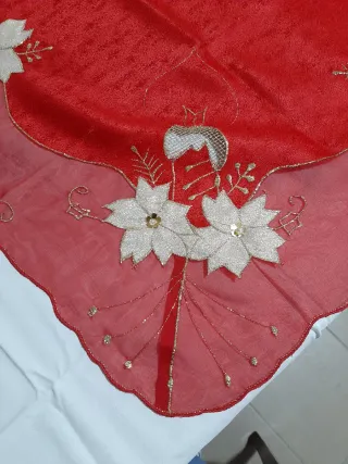 Tovaglietta Natale Paillettes Fiori Rossi
