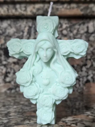 Vela decorativa Virgen María con rosas