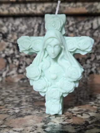 Vela decorativa Virgen María con rosas