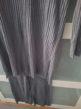 Conjunto Camisa y Pantalón Gris de canalé