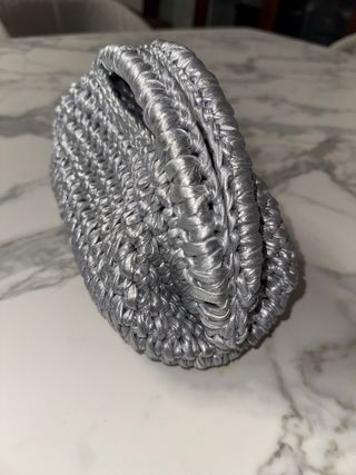 Borsa clutch uncinetto argento