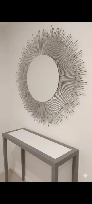 Espejo Erizo Plata y gris XXL