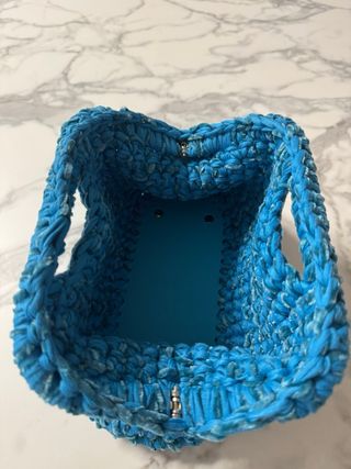 Borsa clutch uncinetto blu e turchese