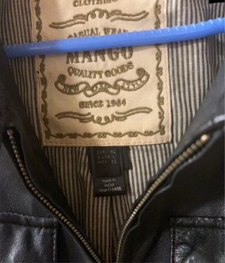 Chaqueta Piel Negra Mango Talla XL