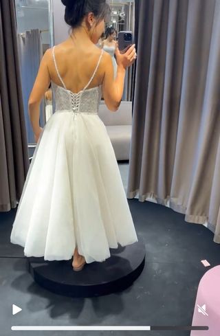 Vestido de Novia Midi Brillante Estilo Princesa