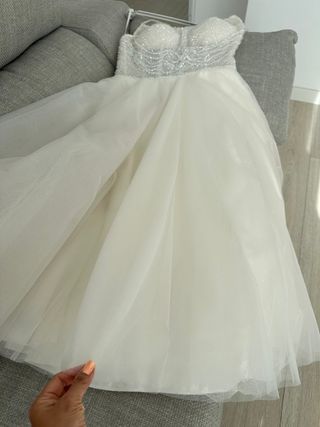 Vestido de Novia Midi Brillante Estilo Princesa