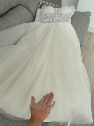 Vestido de Novia Midi Brillante Estilo Princesa