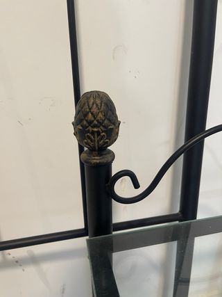 Cabecero y mesitas de noche forja y cristal