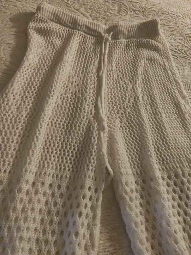 Pantalón playa blanco crochet