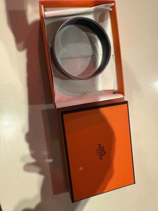 Pulsera Hermes Paris Negra y Plateada