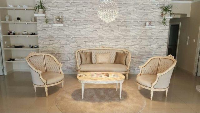 Conjunto Muebles Antiguos Salón Beige/Dorado