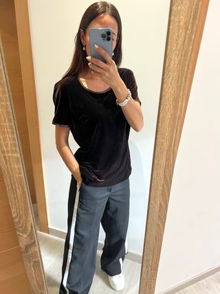 Blusa terciopelo marrón chocolate Talla L