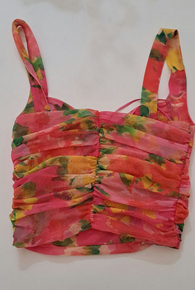 Top Zara de tull estampado