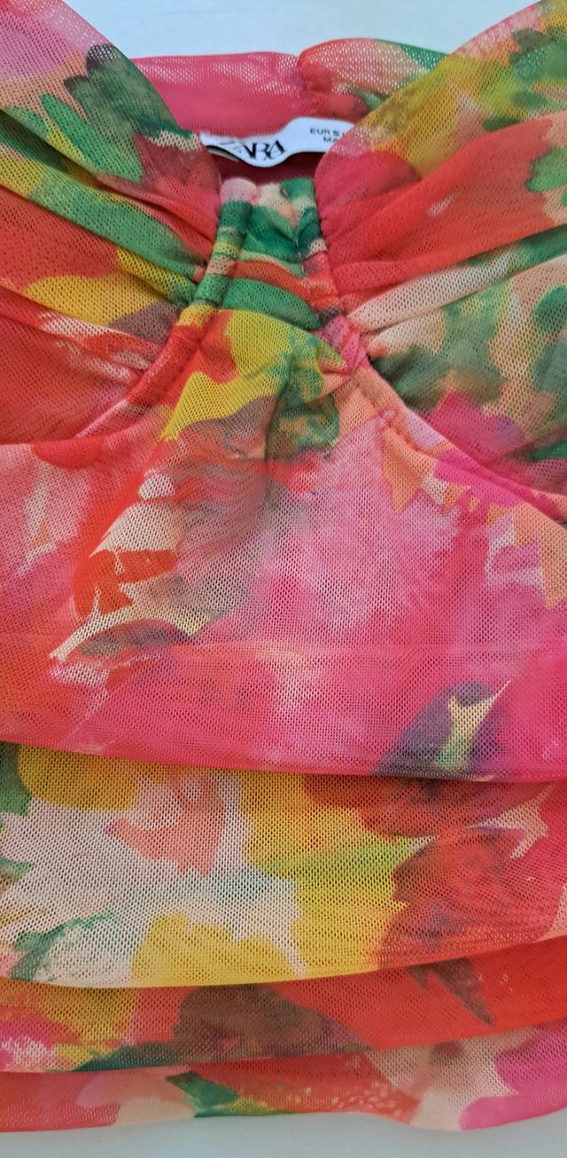 Top Zara de tull estampado