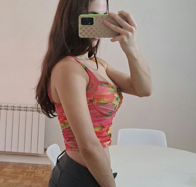 Top Zara de tull estampado