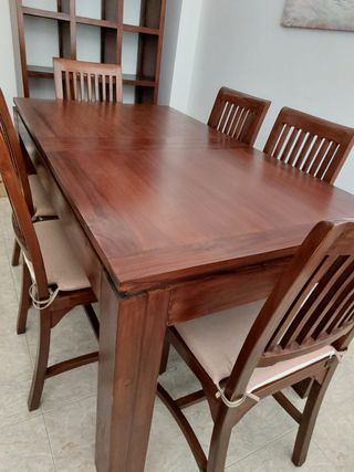 Mesa y 6 Sillas Madera Banak
