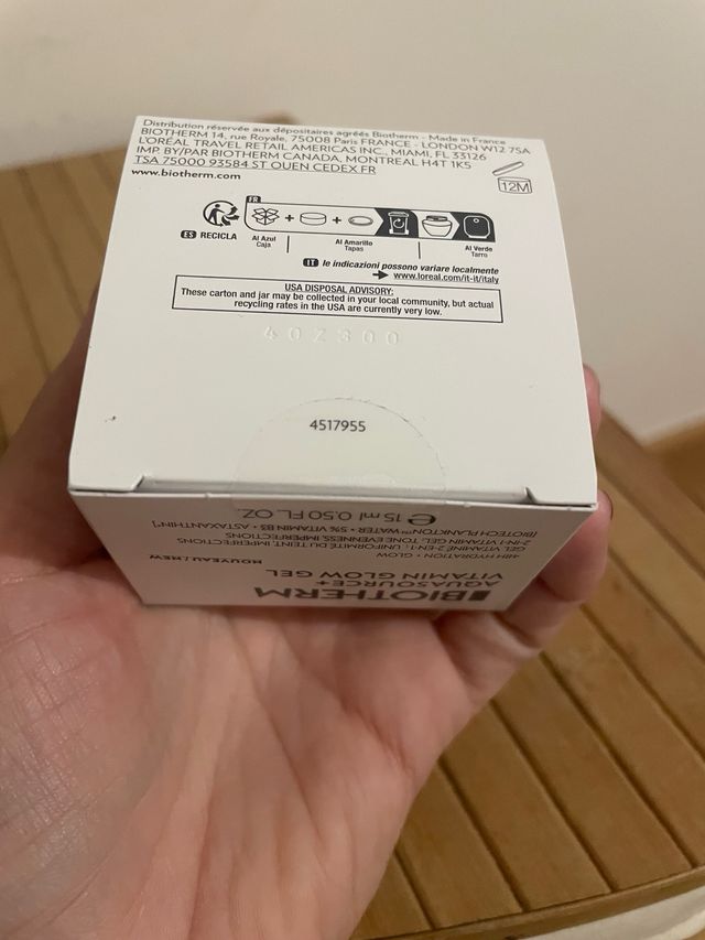 Biotherm Aquasource+ Vitamin Glow Gel 15ml