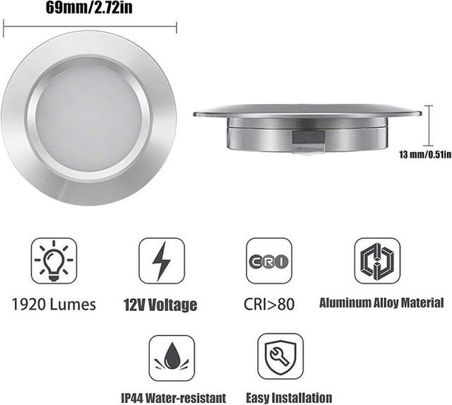 Lámpara LED 12V Empotrada para Caravana