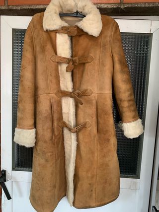 Abrigo borrego niña marrón y beige