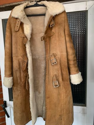 Abrigo borrego niña marrón y beige