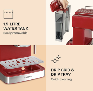 Cafetera Expreso Vintage Klarstein Roja A Estrenar