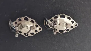 PENDIENTES ANTIGUOS FILIGRANA DE PLATA Y ONIX
