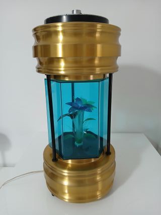 Lampada Fibra Ottica Anni 70 Oro Turchese