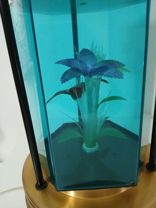 Lampada Fibra Ottica Anni 70 Oro Turchese