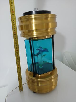 Lampada Fibra Ottica Anni 70 Oro Turchese