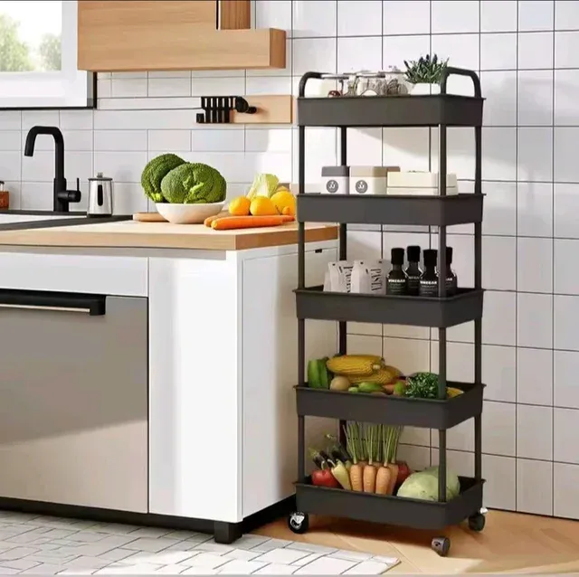 Carrito Almacenamiento Negro 5 Estantes