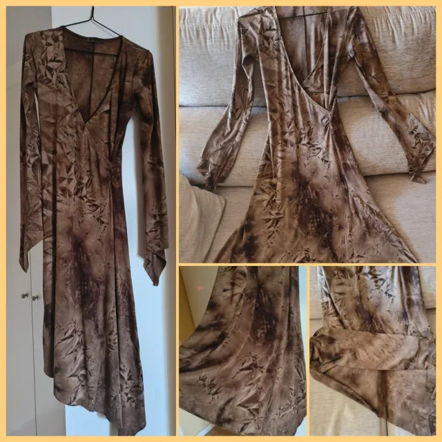 Vestido largo asimétrico mangas murciélago