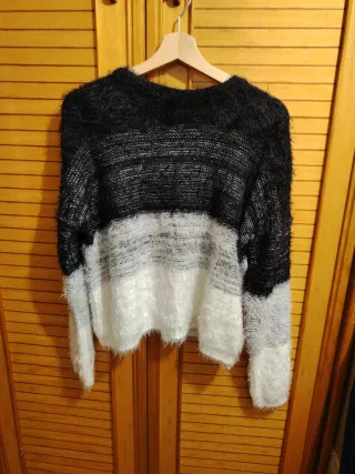 Jersey mujer negro y blanco talla única