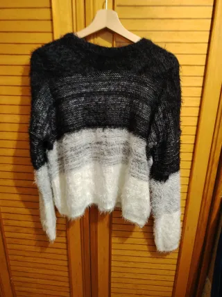 Jersey mujer negro y blanco talla única