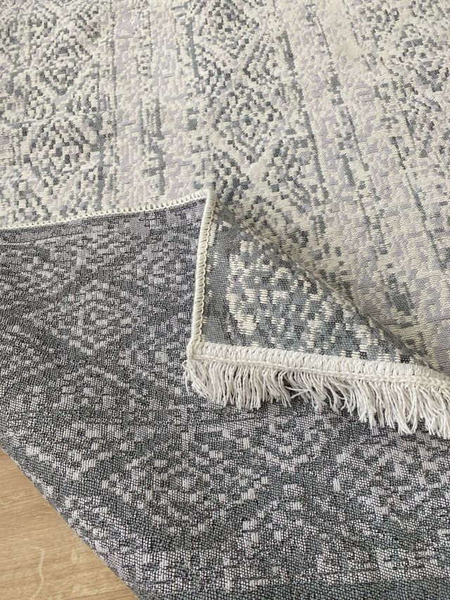 Tappeto in Cotone Grigio e Bianco 120x180