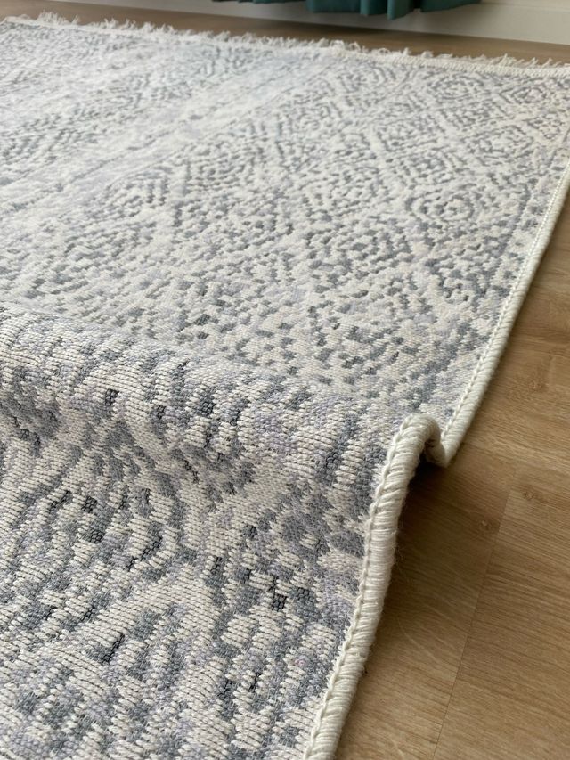 Tappeto in Cotone Grigio e Bianco 120x180