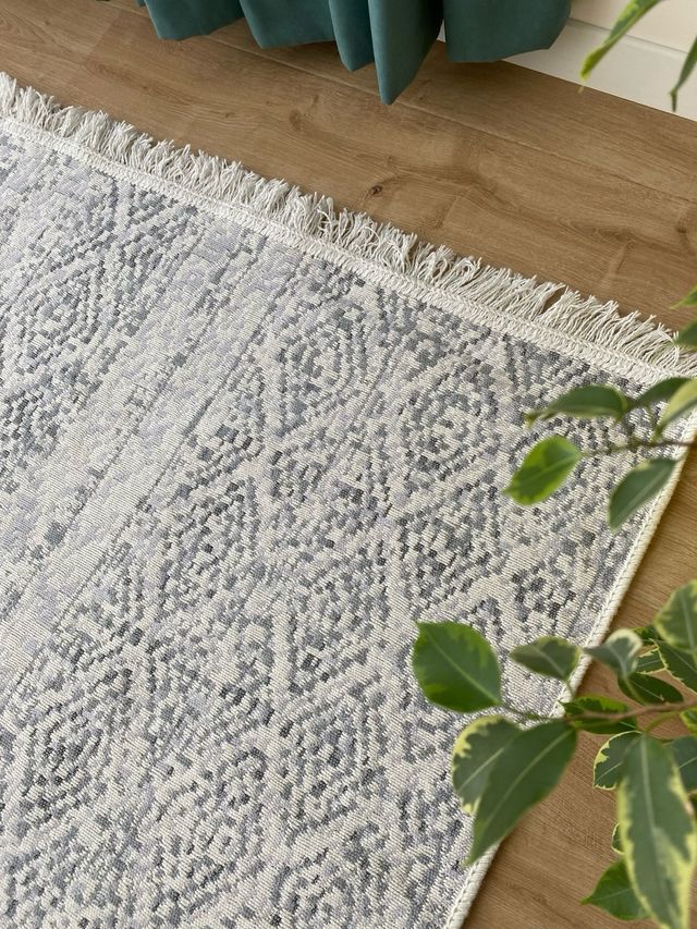 Tappeto in Cotone Grigio e Bianco 120x180