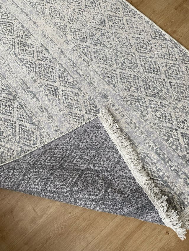 Tappeto in Cotone Grigio e Bianco 120x180