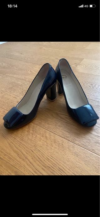 Scarpe decollete donna vera pella tacco largo
