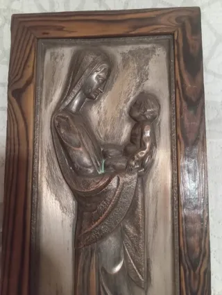 Cuadro relieve Virgen María y Niño Jesús